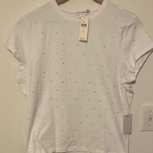 Good American White rhinestone fitted tee